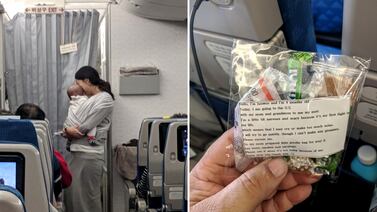 Madre pide disculpas anticipadas a pasajeros de avión por si su bebé lloraba en el vuelo 
