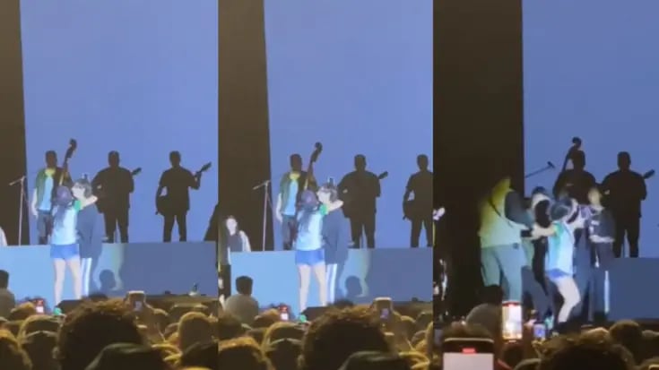 Natanael Cano lanza el celular de una fan que se subió al escenario 