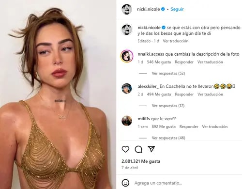 Nicki Nicole lanzó indirectas en su Instagram