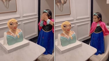VIDEO: Niña se hace viral al ver su horrible pastel de cumpleaños de "Frozen"