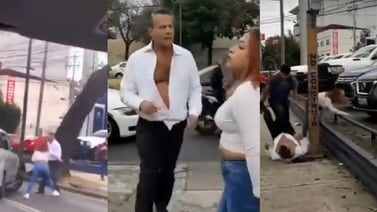 Alfredo Adame se pelea a golpes con una mujer en plena vía pública  y termina en el suelo
