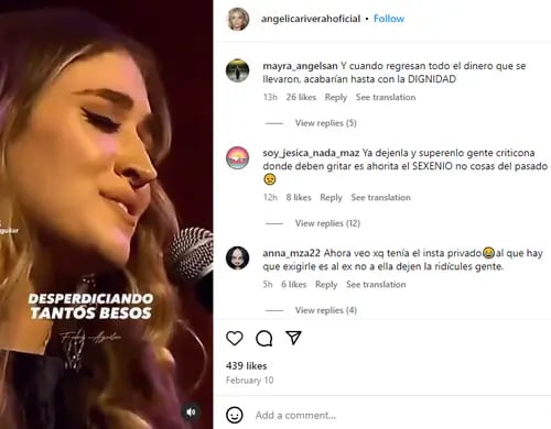 Angélica Rivera recibe reclamos en sus comentarios de Instagram.