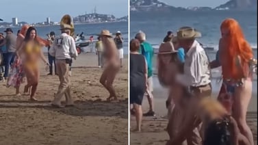 VIDEO: Anciano se hace viral por bailar con sexis mujeres en las playas de Mazatlán