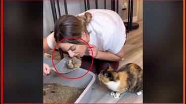 VIRAL: Mujer come del arenero sucio de su gato