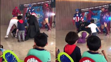 VIDEO: En pleno show de los “Avengers” niños agarran a patadas a “Thanos”