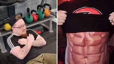 Cansado de ir al gimnasio, hombre se tatuó los abdominales de sus sueños