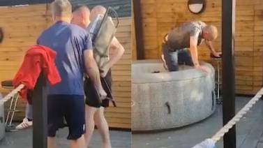 VIDEO VIRAL: Hombre se queda dormido y sus amigos lo echan al agua