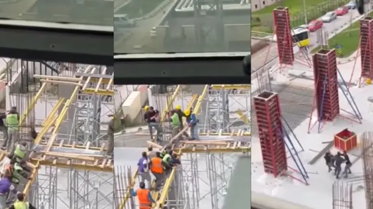 VIDEO: un grupo de albañiles se pelean en un edificio en construcción y se hacen virales