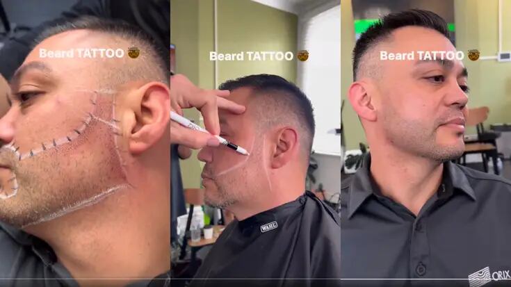 VIDEO: hombre se viraliza por tomar la valiente decisión de tatuarse la barba