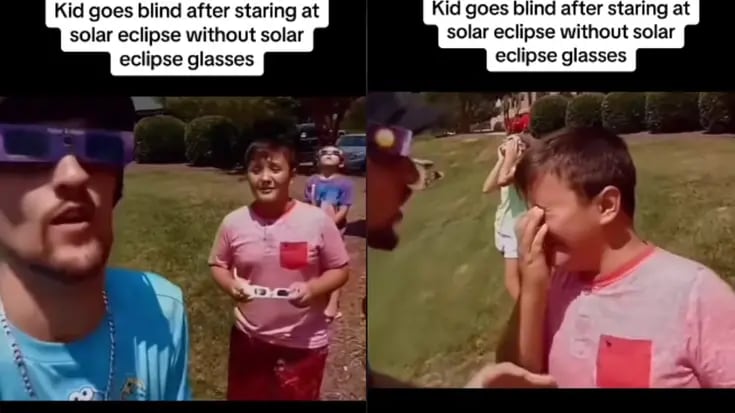 VIDEO: niño se queda ciego por quitarse los lentes protectores durante el eclipse y verlo directamente