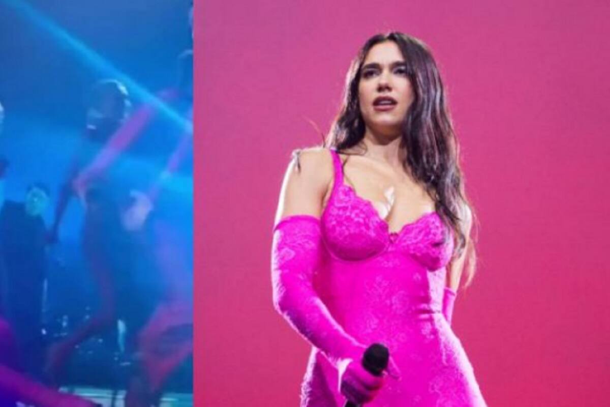 ¡Otra vez! Dua Lipa se cae en concierto y se descubre playback