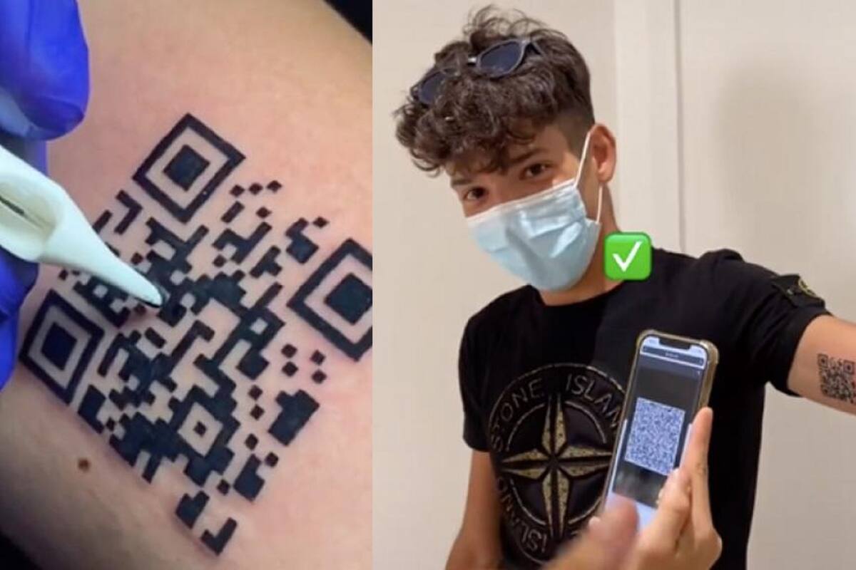 Joven se tatúa en el brazo su certificado de vacunación contra la Covid-19