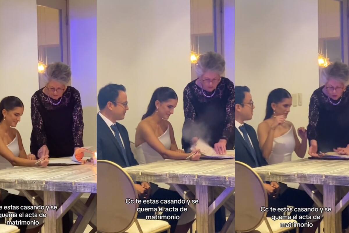 ¿Es una señal? Se quema acta de matrimonio por accidente en plena boda