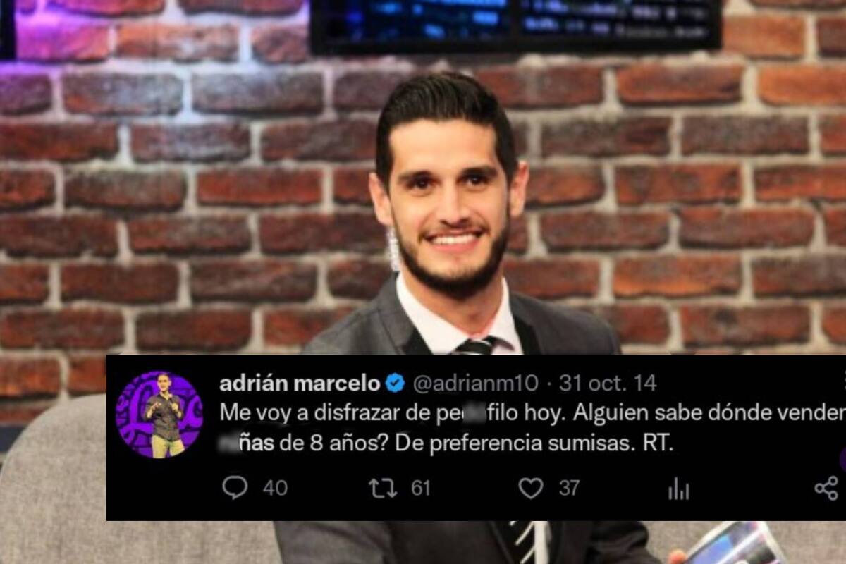 Filtran tuits de Adrián Marcelo donde bromea con la atracción a menores de edad