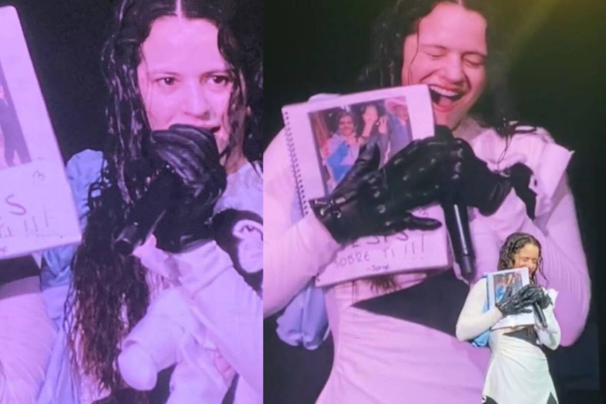 Rosalía recibe "Mototesis" durante un concierto en México, por parte de un fan