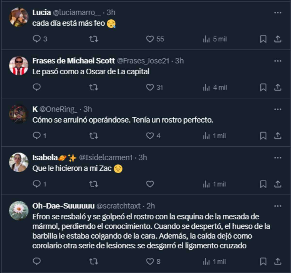 Comentarios hacía el nuevo look de Zac Efron