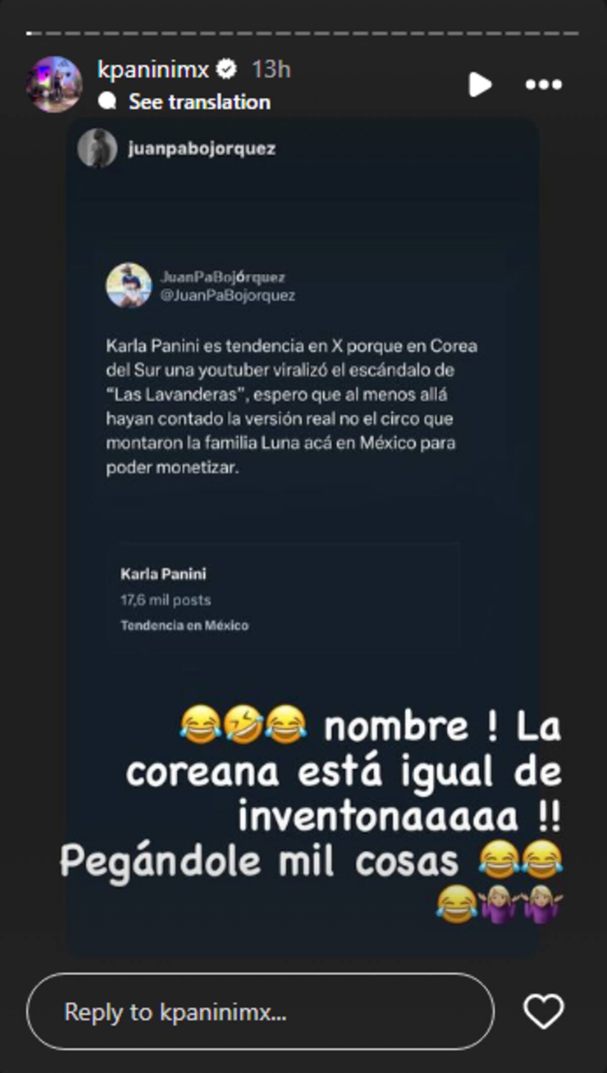 Karla Panini explota en redes.