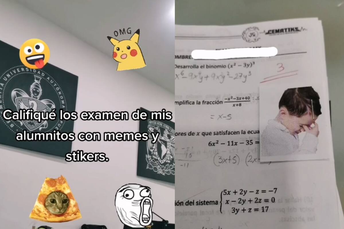 Profesor califica examen de matemáticas con memes en TikTok
