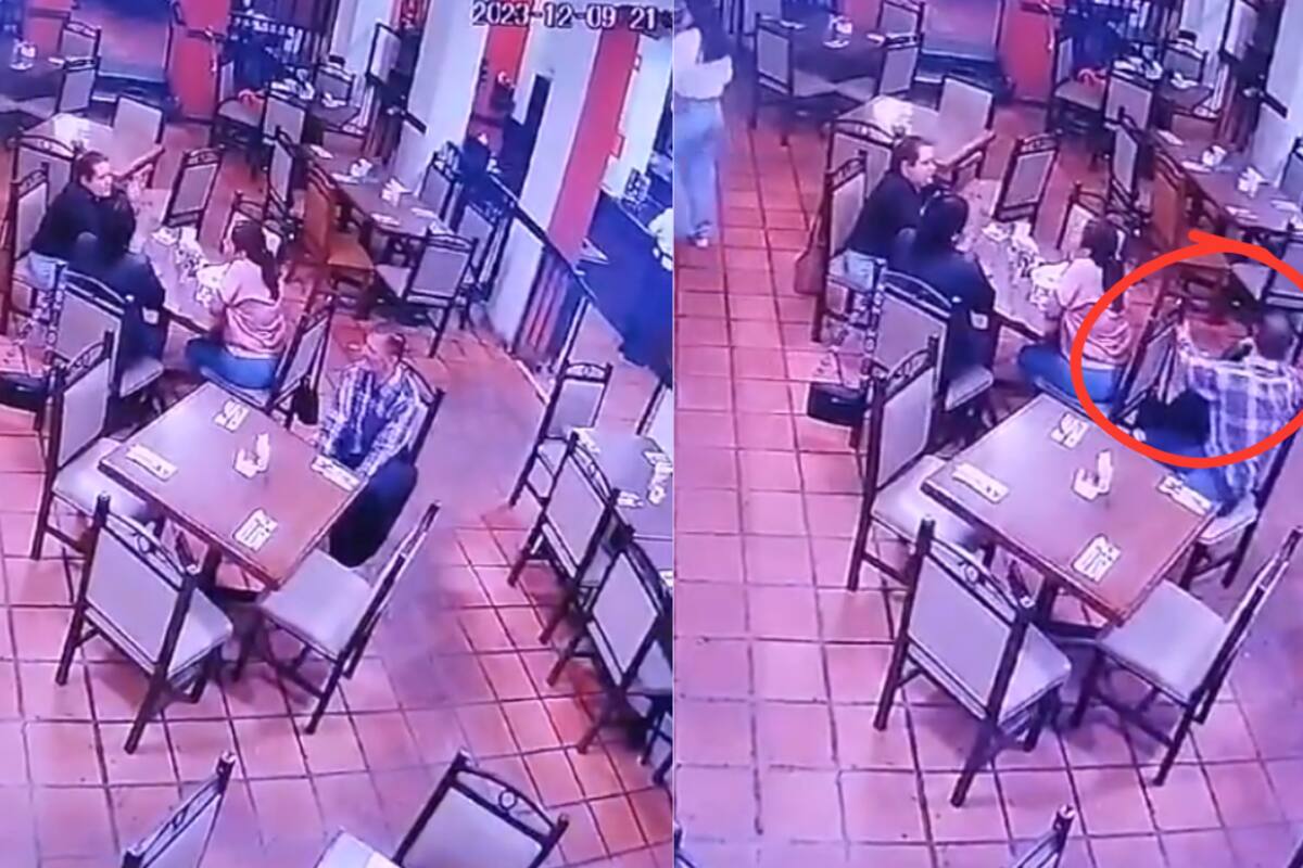 VÍDEO: hombre roba el bolso de una mujer en un restaurante de Monterrey