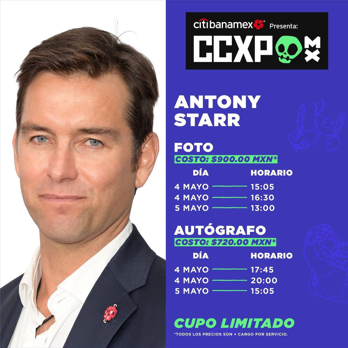 Costos de un autógrafo de Antony Starr ("The Boys")