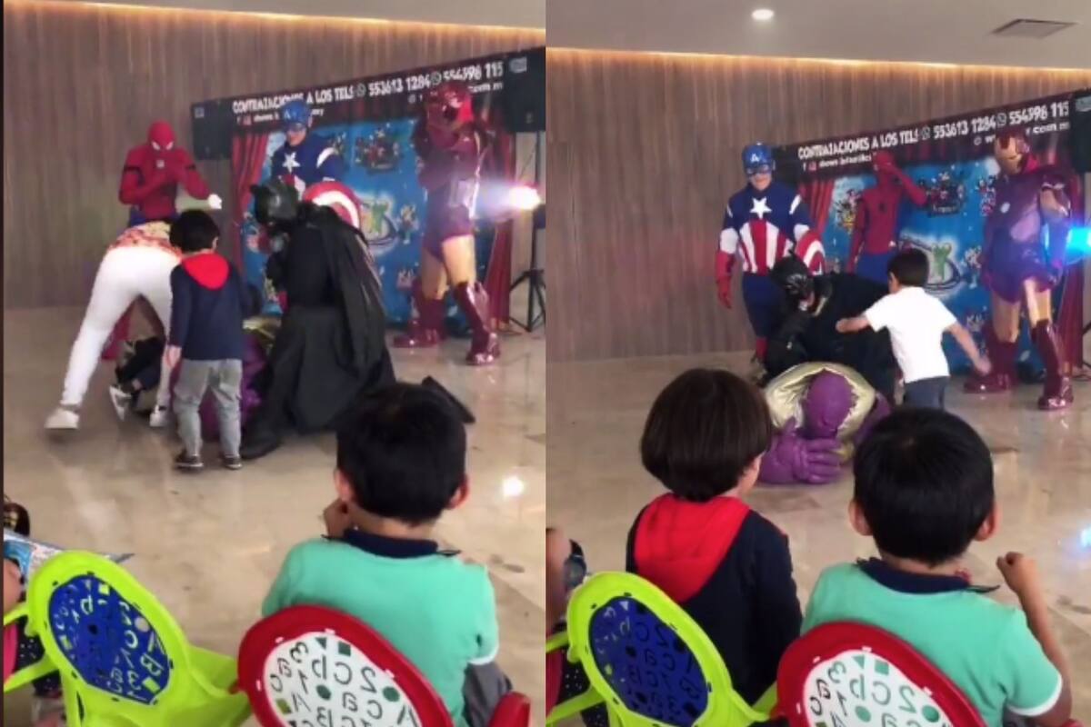 VIDEO: En pleno show de los “Avengers” niños agarran a patadas a “Thanos”
