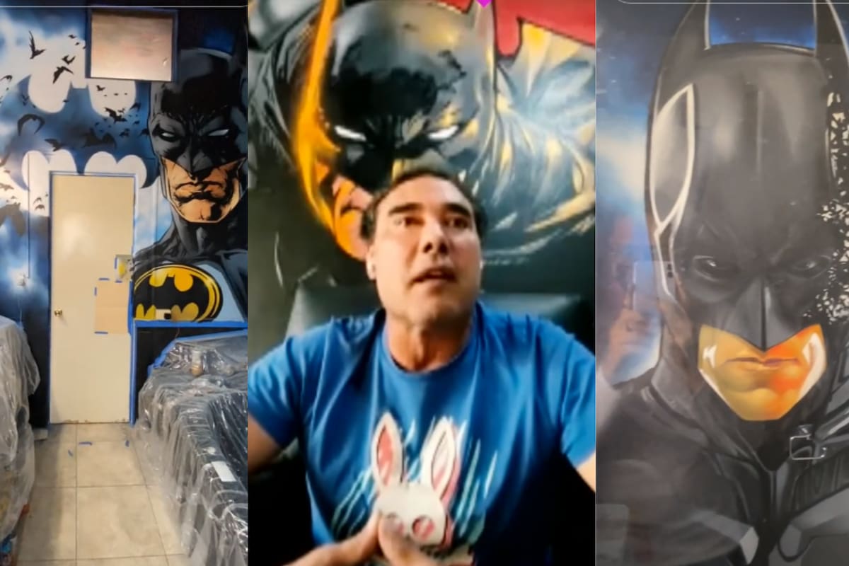 Eduardo Yáñez y su fanatismo por Batman lo lleva a crear un bati-baño