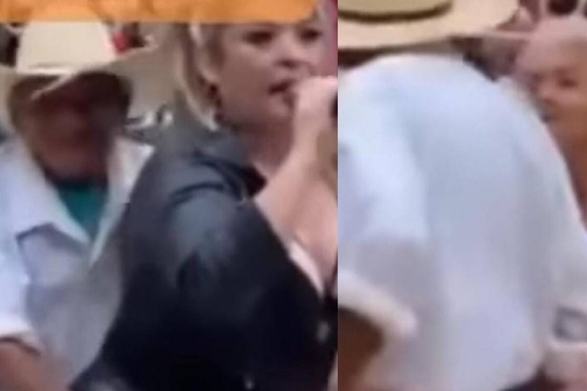 Señora de la tercera edad descubre a su esposo bailando con otra mujer