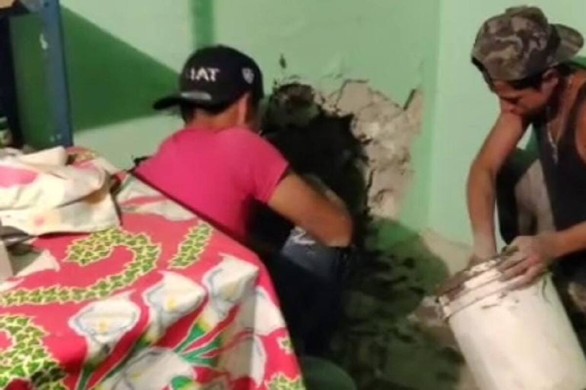 VIDEO VIRAL: Albañiles chocan contra una casa y ellos mismos la arreglan