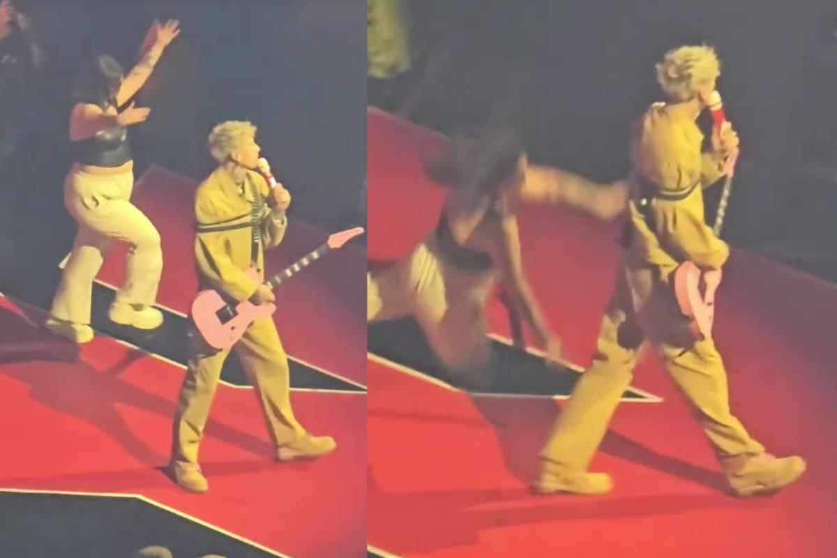 Fan de Machine Gun Kelly se desploma en un hueco del escenario y la reacción del artista se hace viral (VIDEO)