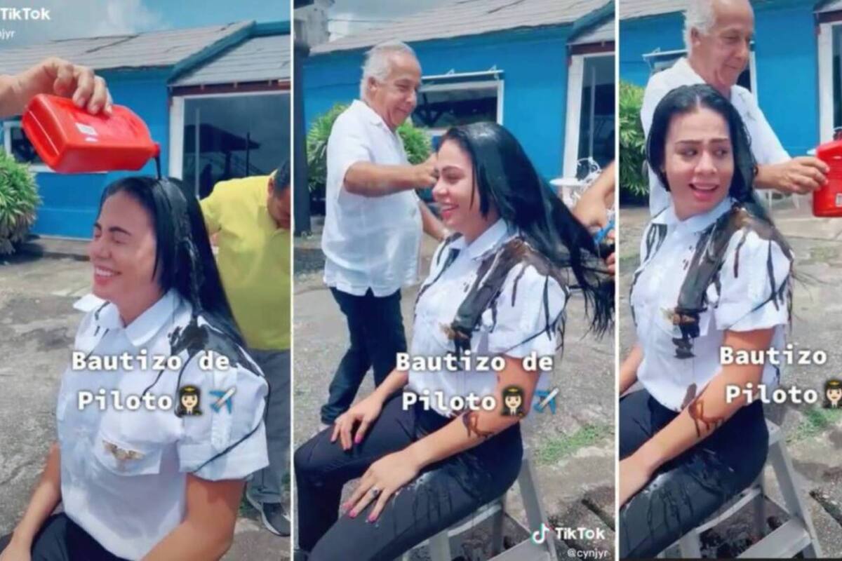 Mujer se gradúa como piloto aviador y la "bautizan" con aceite de avión: Venezuela
