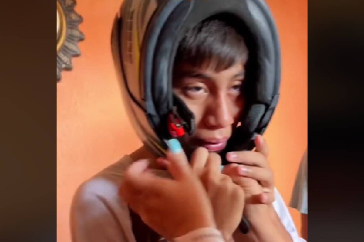 TikTok: Niño queda atrapado en un casco de moto