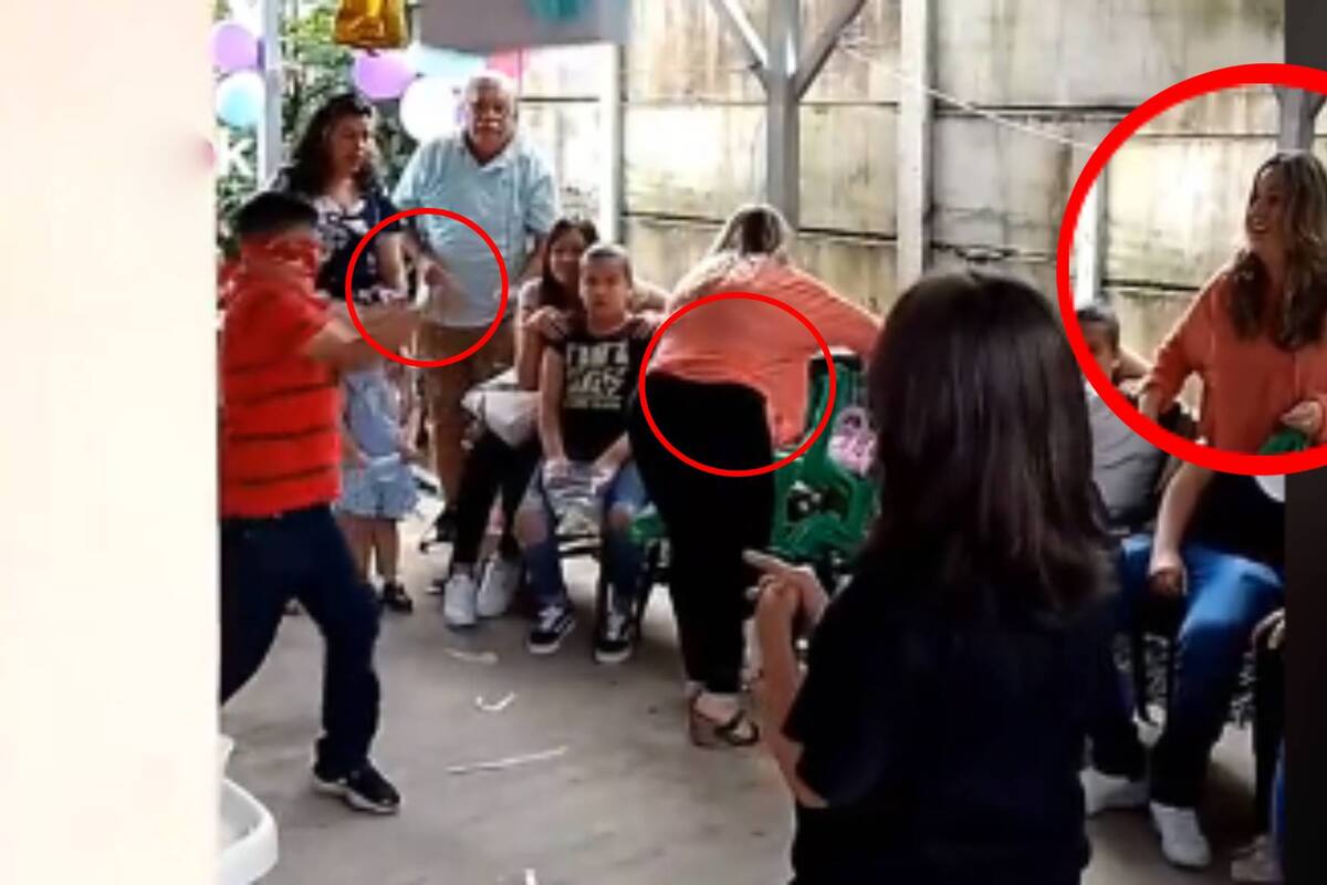 VIRAL: Mujer recibe tremendo golpe con un palo en medio de una fiesta infantil