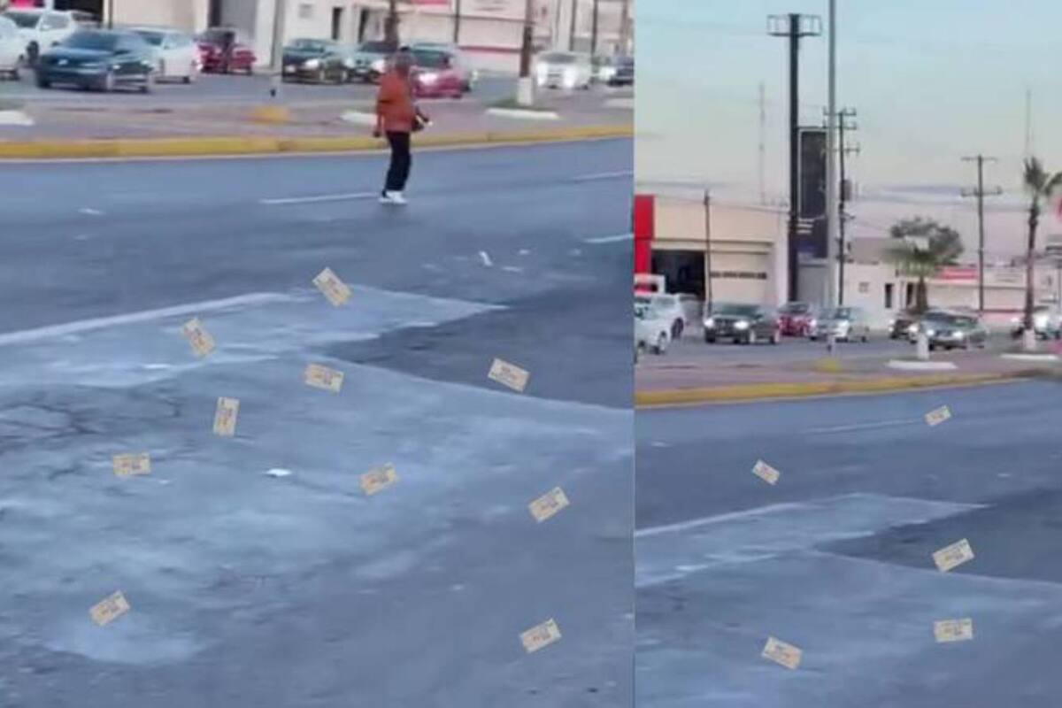 Llueven billetes de 500 en calles de Coahuila: VIDEO
