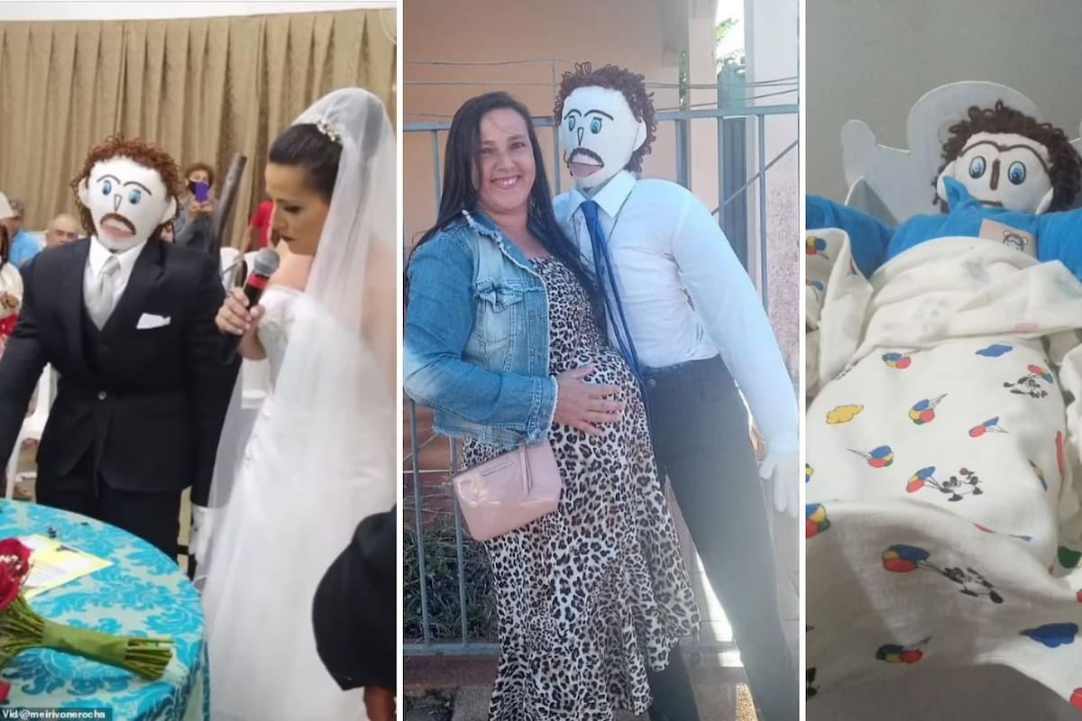 ¡De locos! Mujer se enamora de muñeco de trapo, se casa con él y tienen un 'hijo'