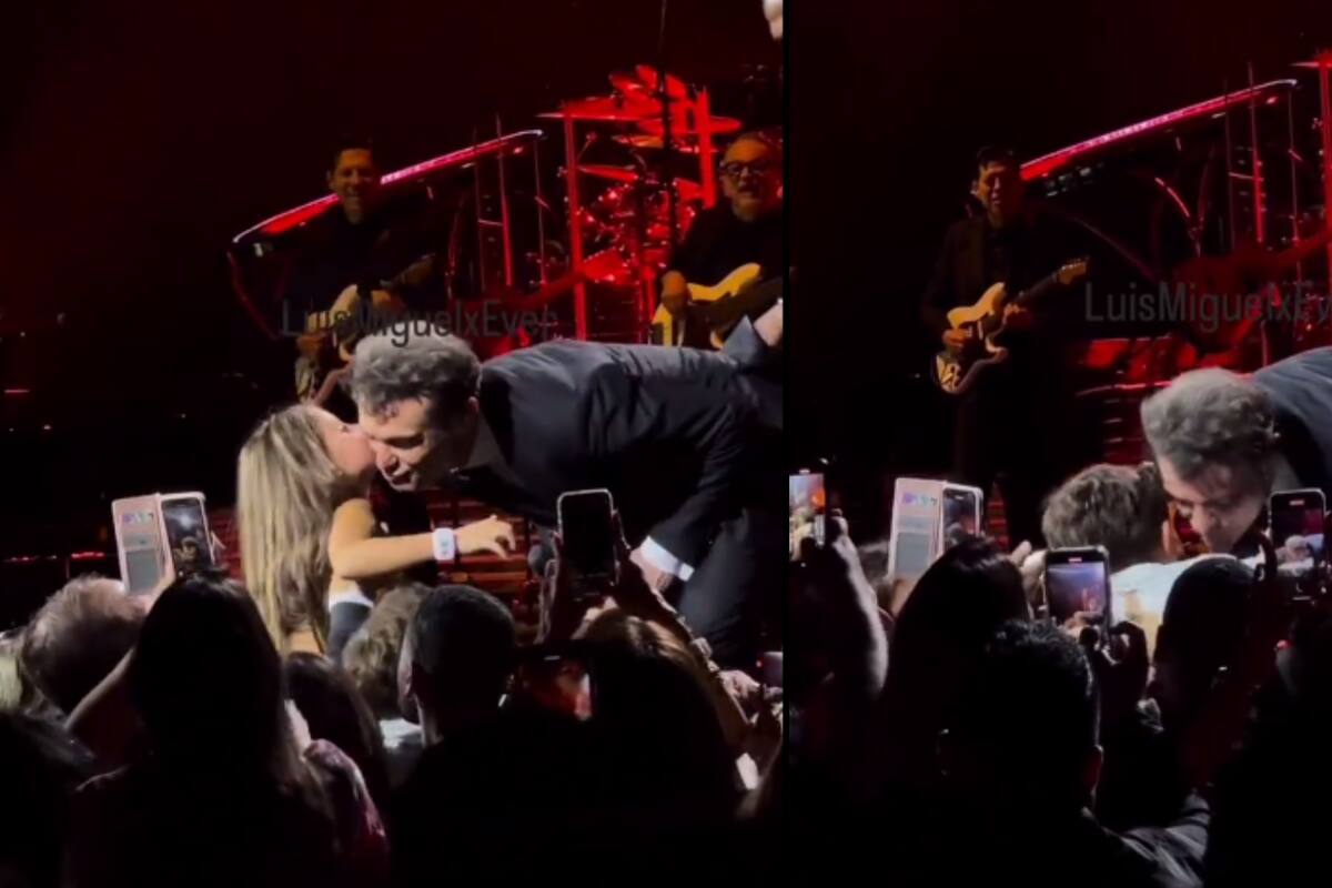 Luis Miguel cae ante los encantos de dos pequeños fans en su concierto y les da un beso