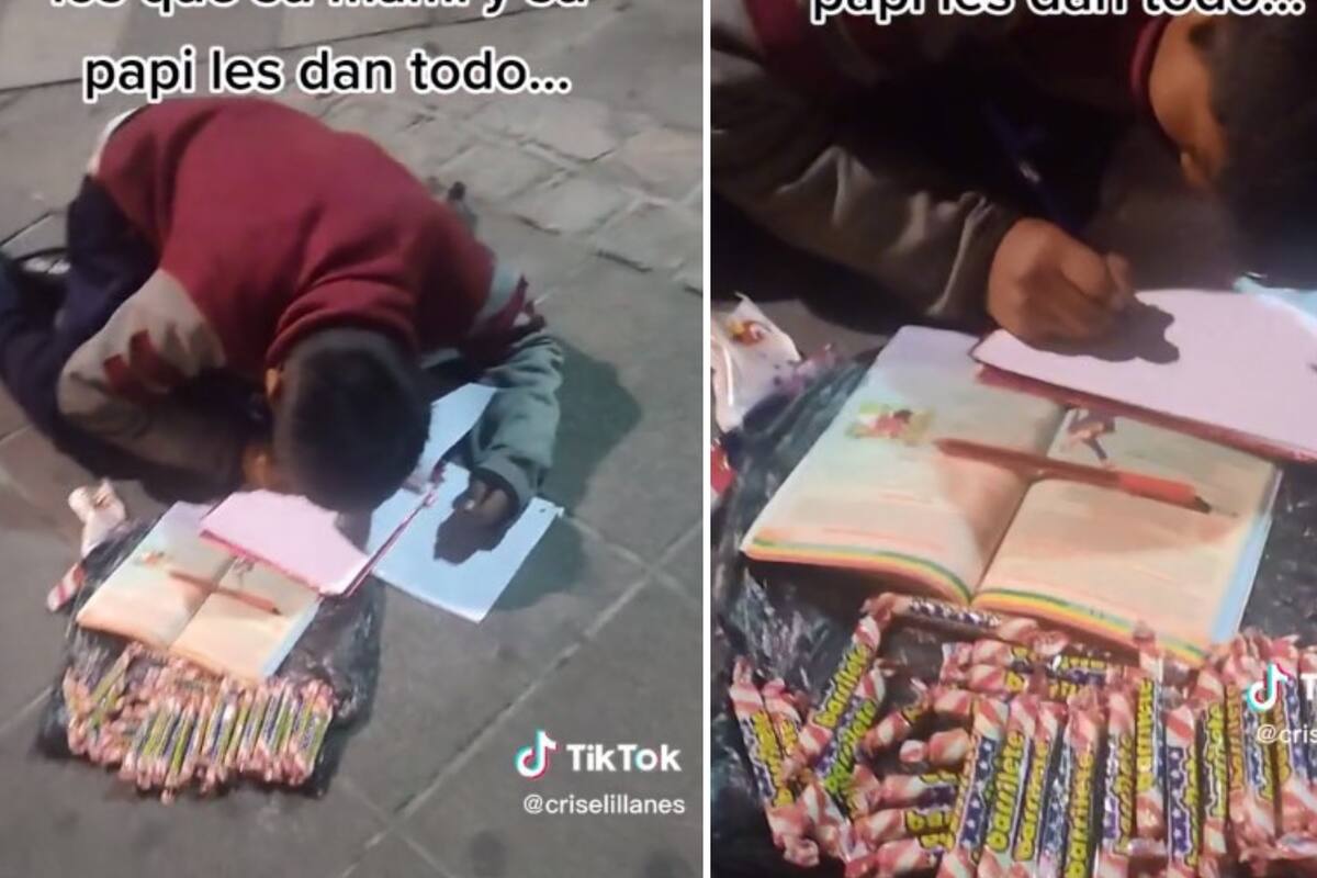 TikTok: Niño vende dulces en la calle mientras hace su tarea y se hace viral