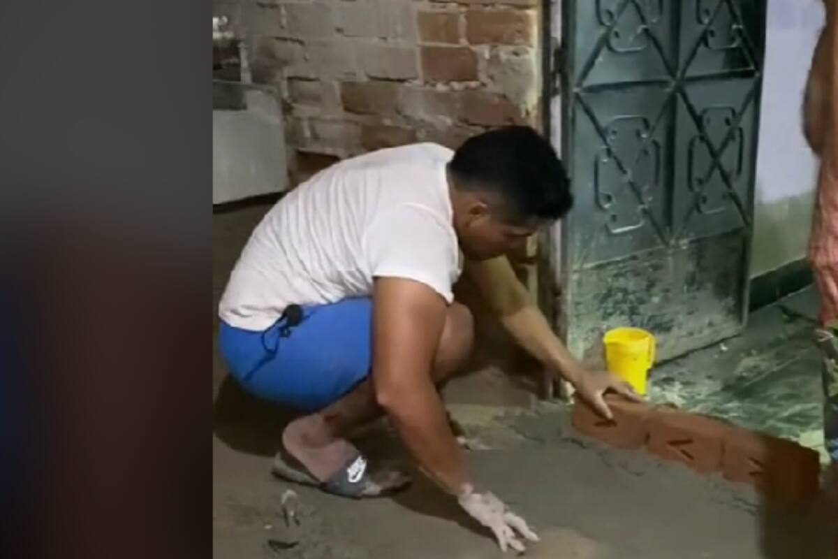 TikTok: Joven visita a su novia y termina de albañil