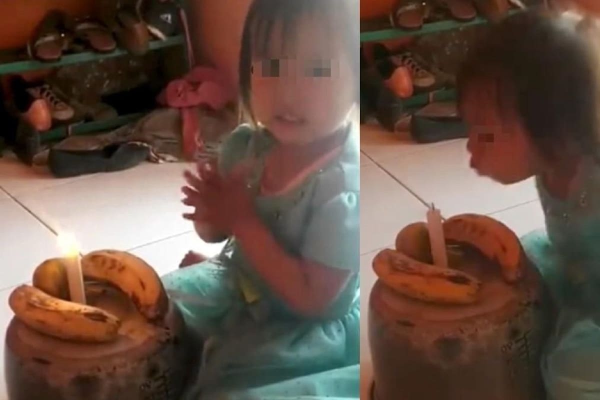 VIDEO VIRAL: Papás sin dinero le festejan cumpleaños a su hija con "pastel" de plátanos