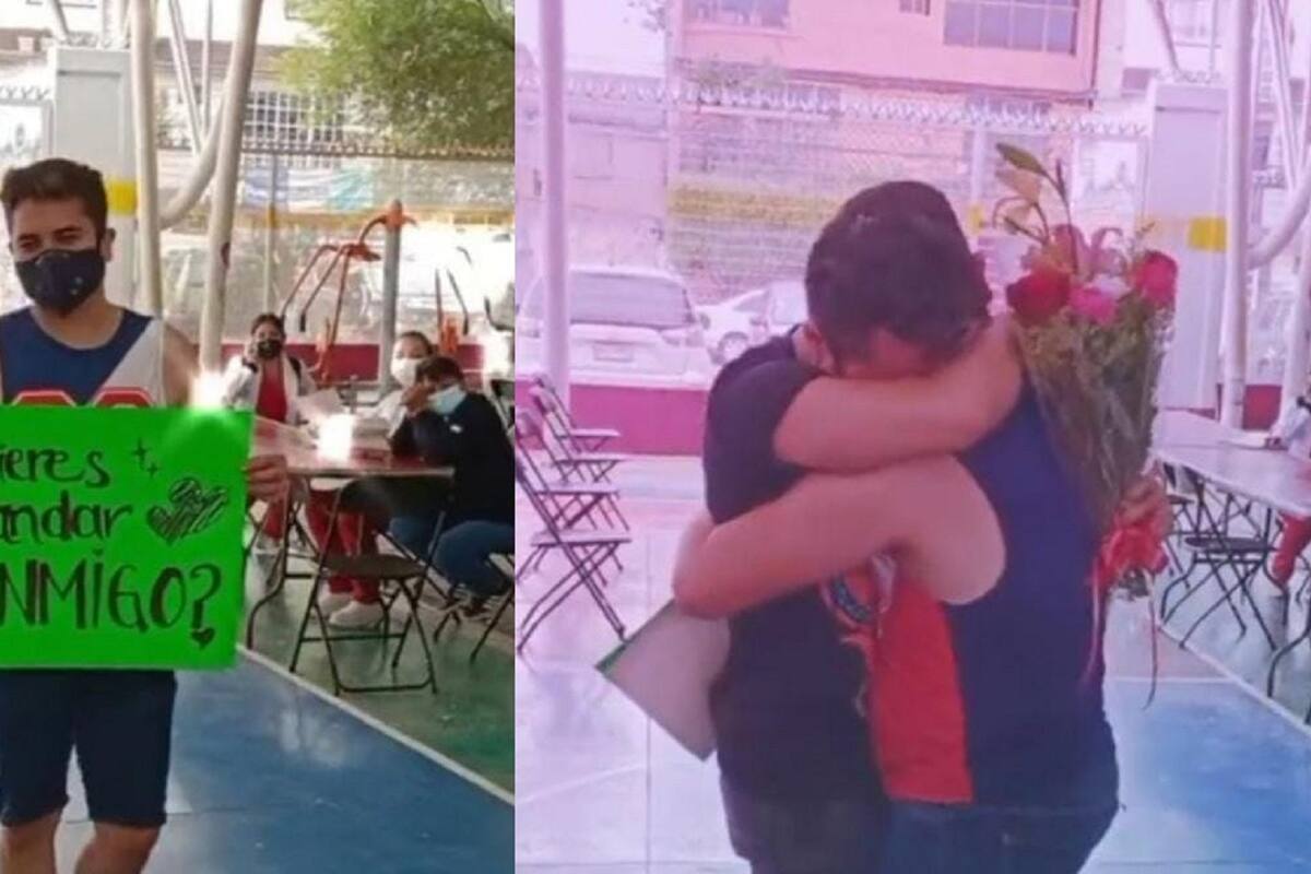 VIDEO VIRAL: Joven se le declara a su enamorado en plena vacunación