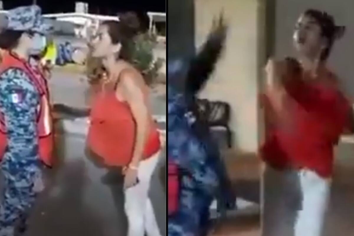 Mujer insulta y cachetea a militar en retén de Querobabi, Sonora
