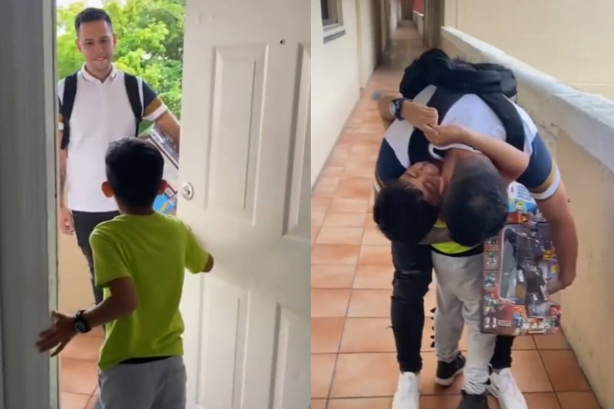 "Dios, Gracias": niño rompe en llanto al ver a su papá después de dos años