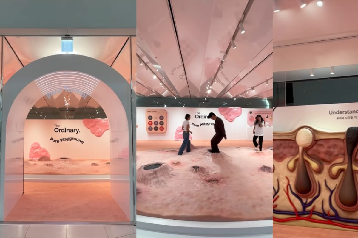The Ordinary provoca debate con una exhibición sobre poros y piel, llamada “El parque de los poros”