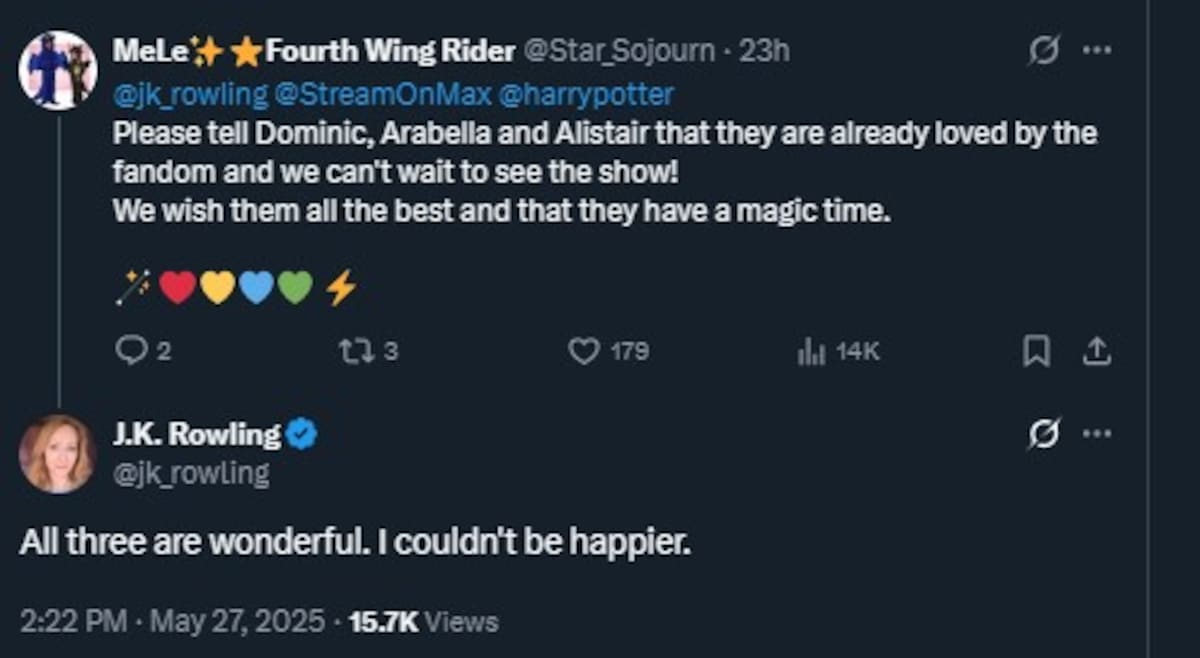 J.K Rowling apoya a los nuevos protagonistas / Cuenta de X: @Star_Sojourn