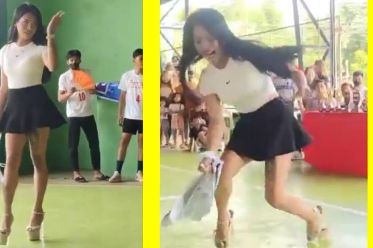 VIDEO: Por andar de lucidita, joven termina 'chancleando' los tacones en pasarela escolar