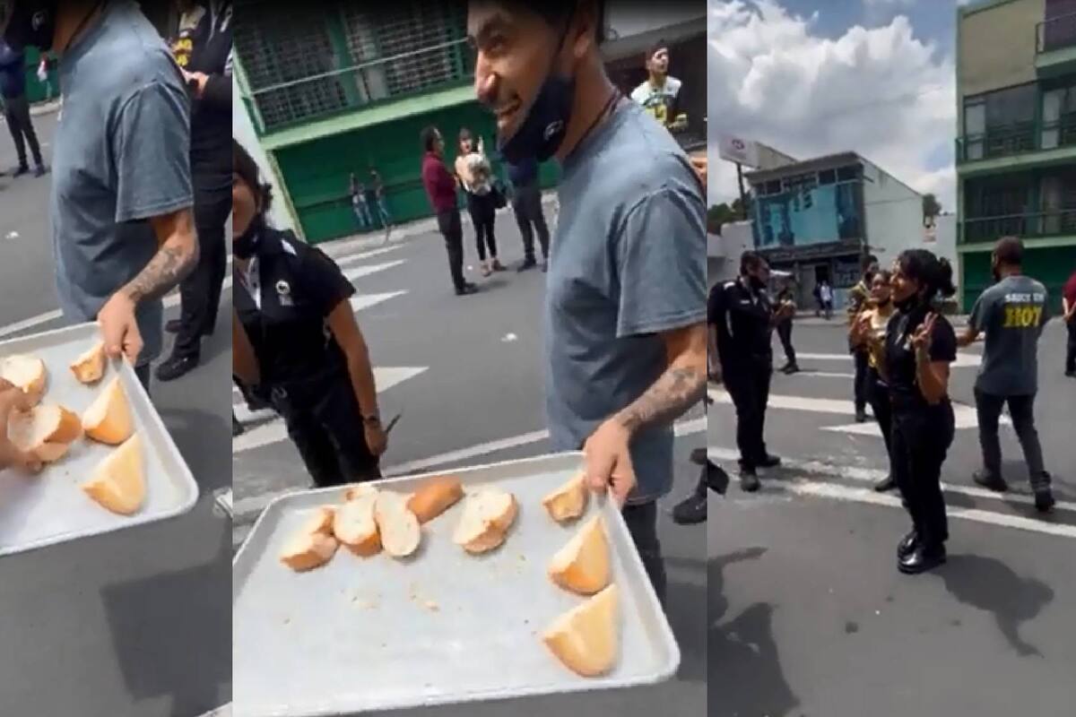Tras temblor en Ciudad de México, hombre reparte bolillos en la calle para el susto