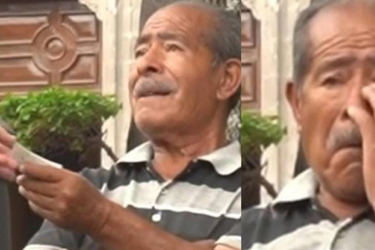 Señor rompe en llanto al recibir el misterioso mensaje de un desconocido en la calle