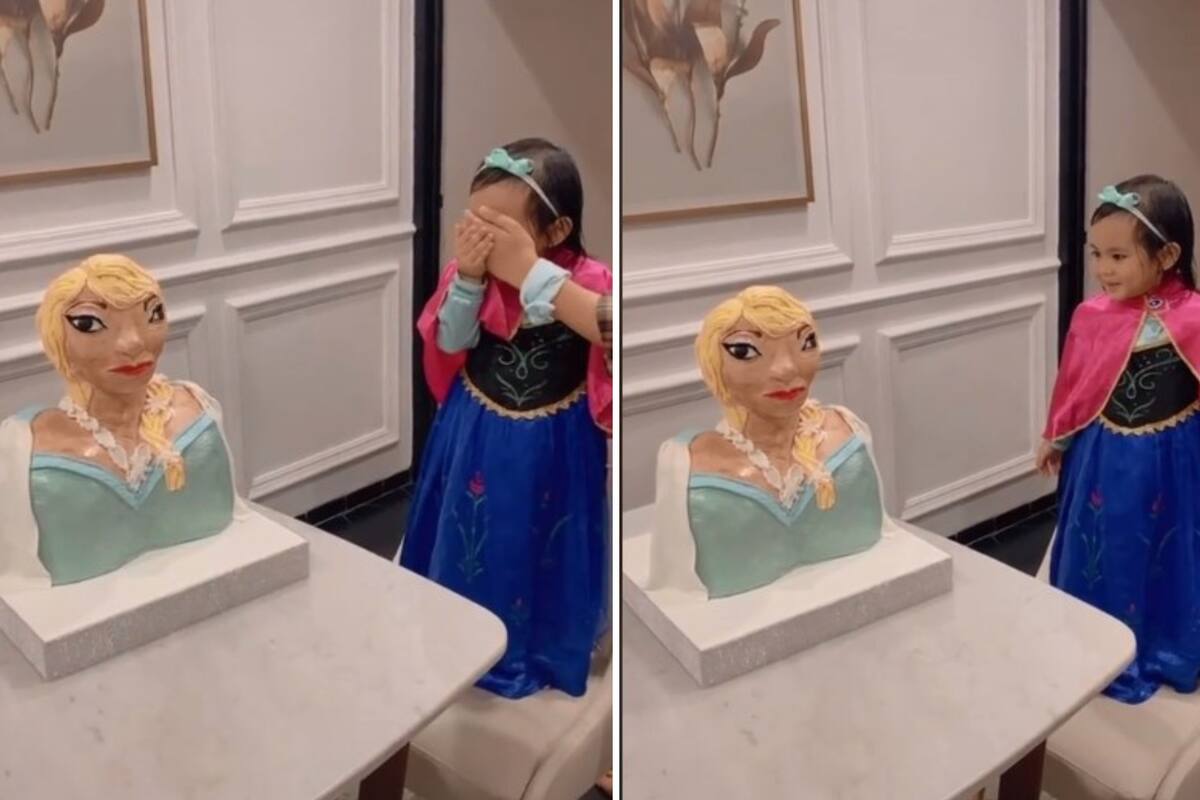 VIDEO: Niña se hace viral al ver su horrible pastel de cumpleaños de "Frozen"