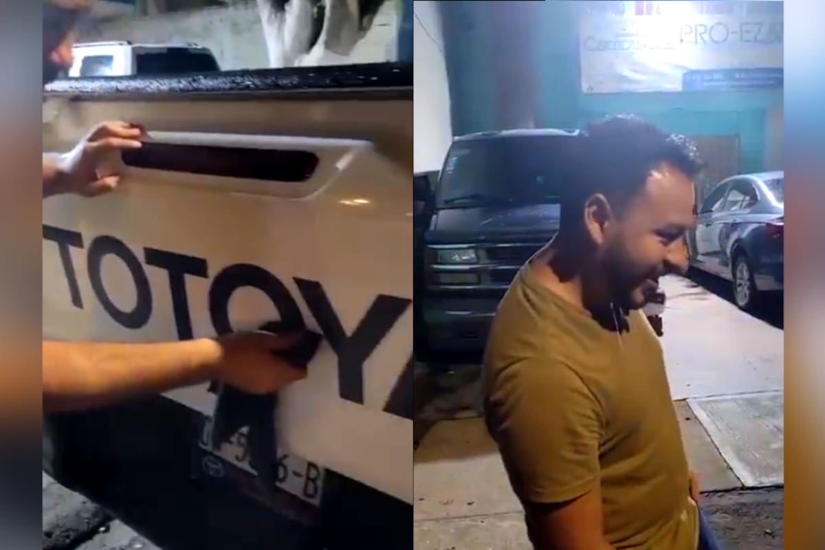 VÍDEO: hombre se equivoca y le pega a su auto la palabra "Toyota" mal escrita