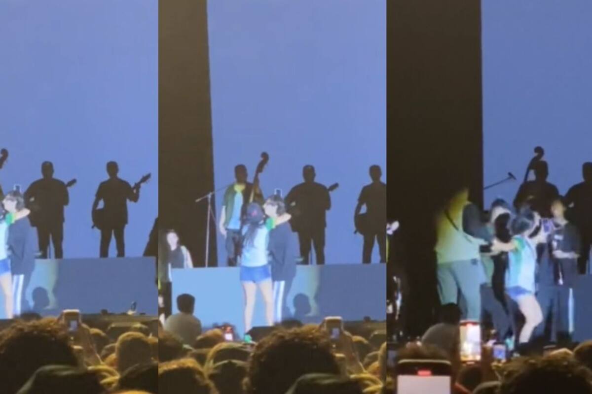 Natanael Cano lanza el celular de una fan que se subió al escenario