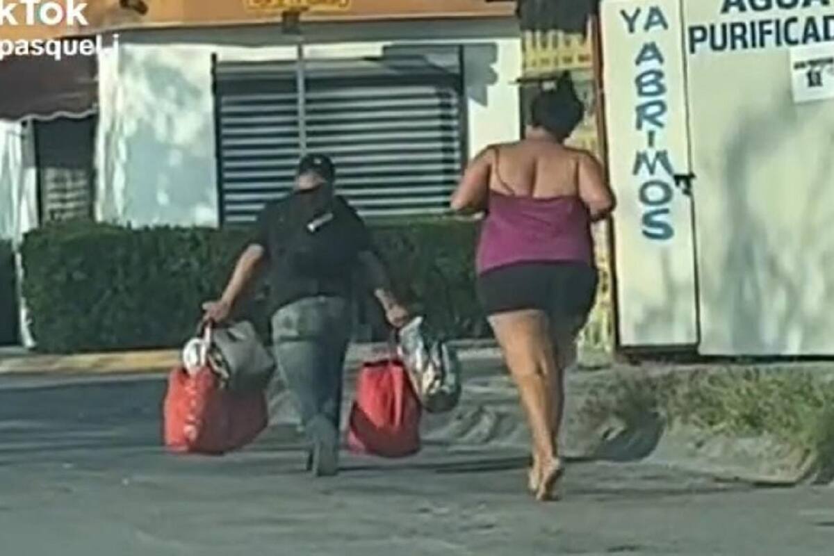 TikTok: Graban a sujeto huyendo de su mujer con maletas en mano